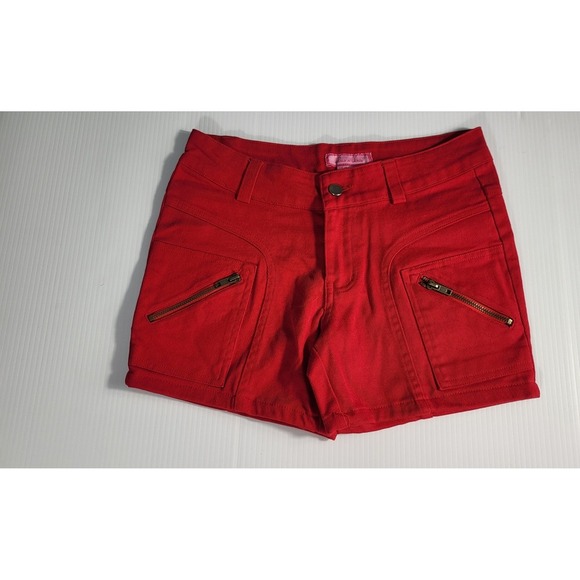 Y2K Luan n Luu Red Mini Skirt Y2K Low Rise Zipper Pockets Cotton Blend M - Picture 2 of 6